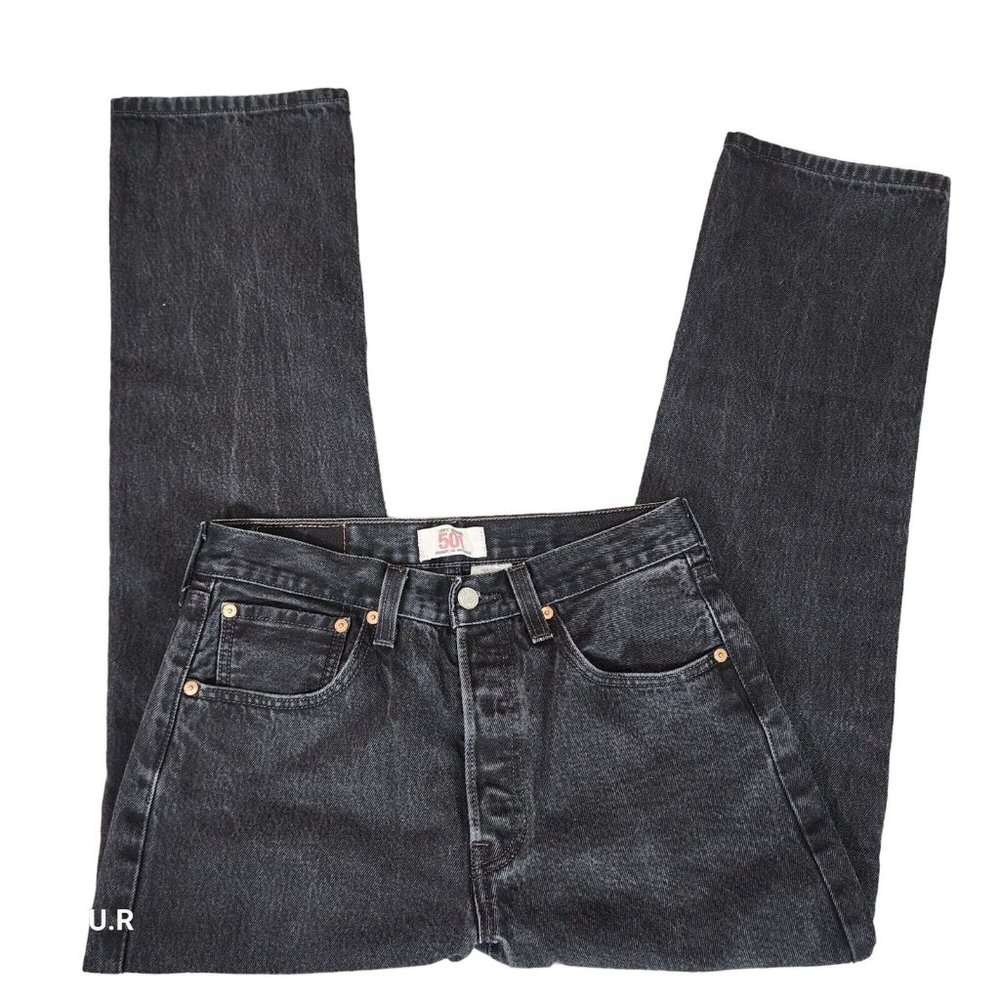 Levi's 501 Jeans Men's 30Wx29L Black Denim Straight Leg Button Fly Regular Fit